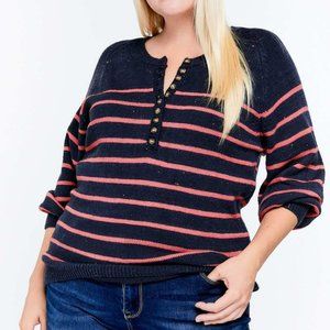 NWT Davi And Dani Navy Stripe Plus Sweater